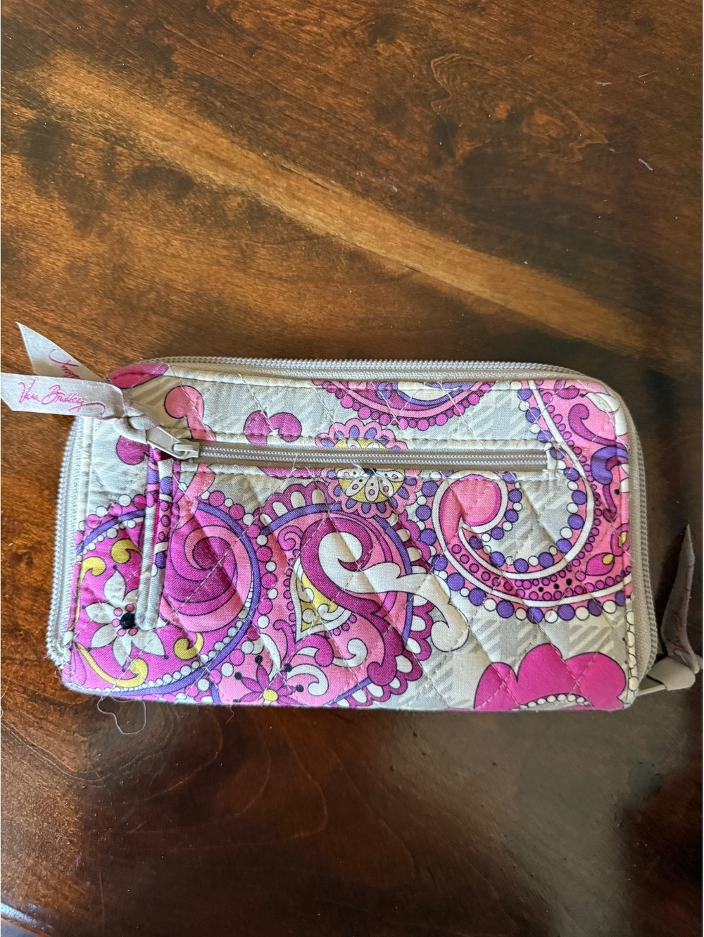 Vera Bradley Quilted Pink Paisley Zip Wallet